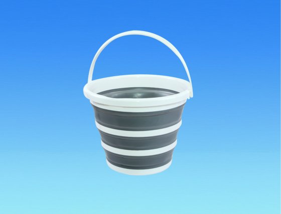 White/Grey - Collapsible Round Bucket with Handle 10L
