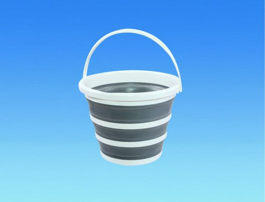 White/Grey - Collapsible Round Bucket with Handle 10L Fixtures and Fittings JB Marine Sales