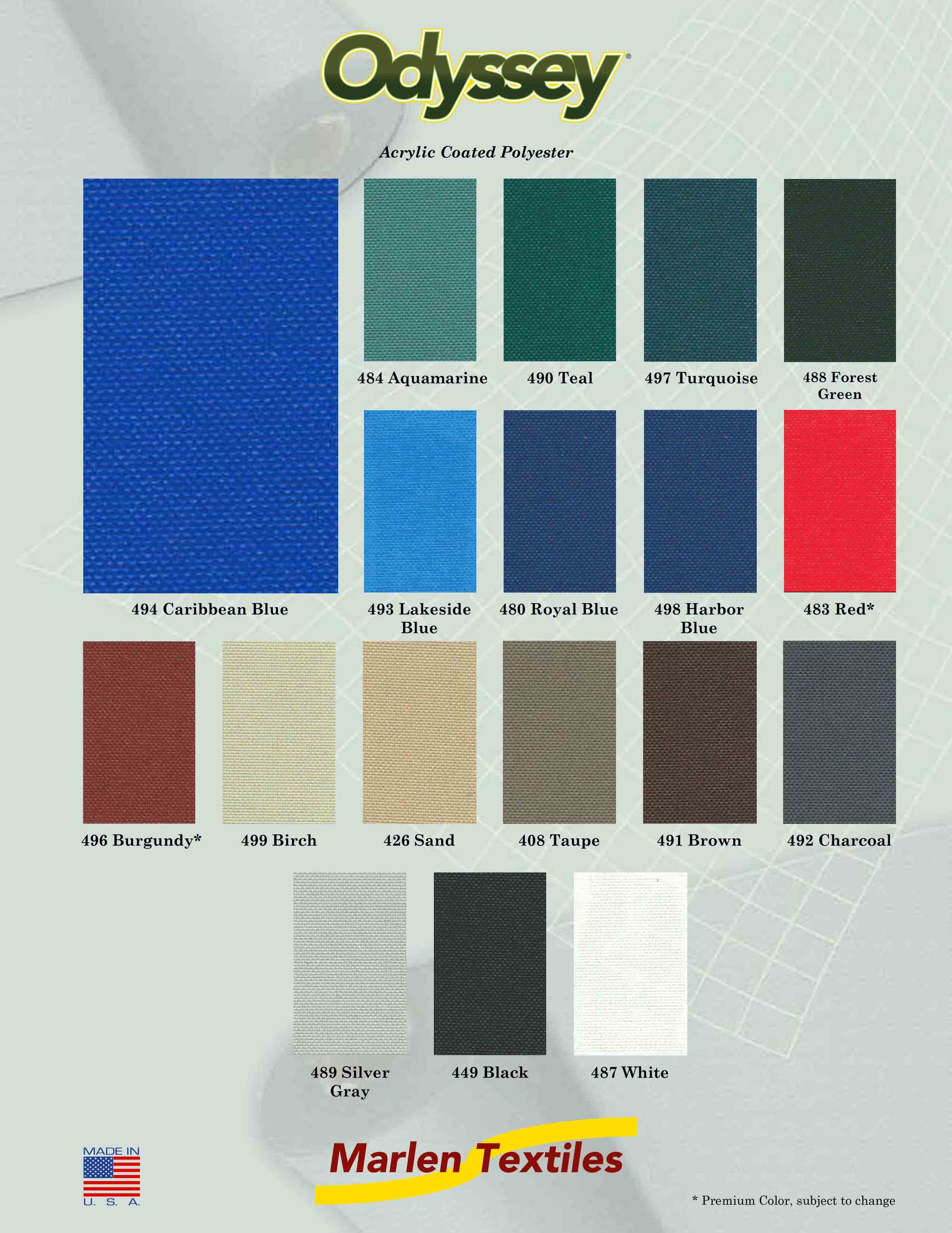 Odyssey Coated Polyester (Sold Per Metre) Fabrics JB Marine Sales