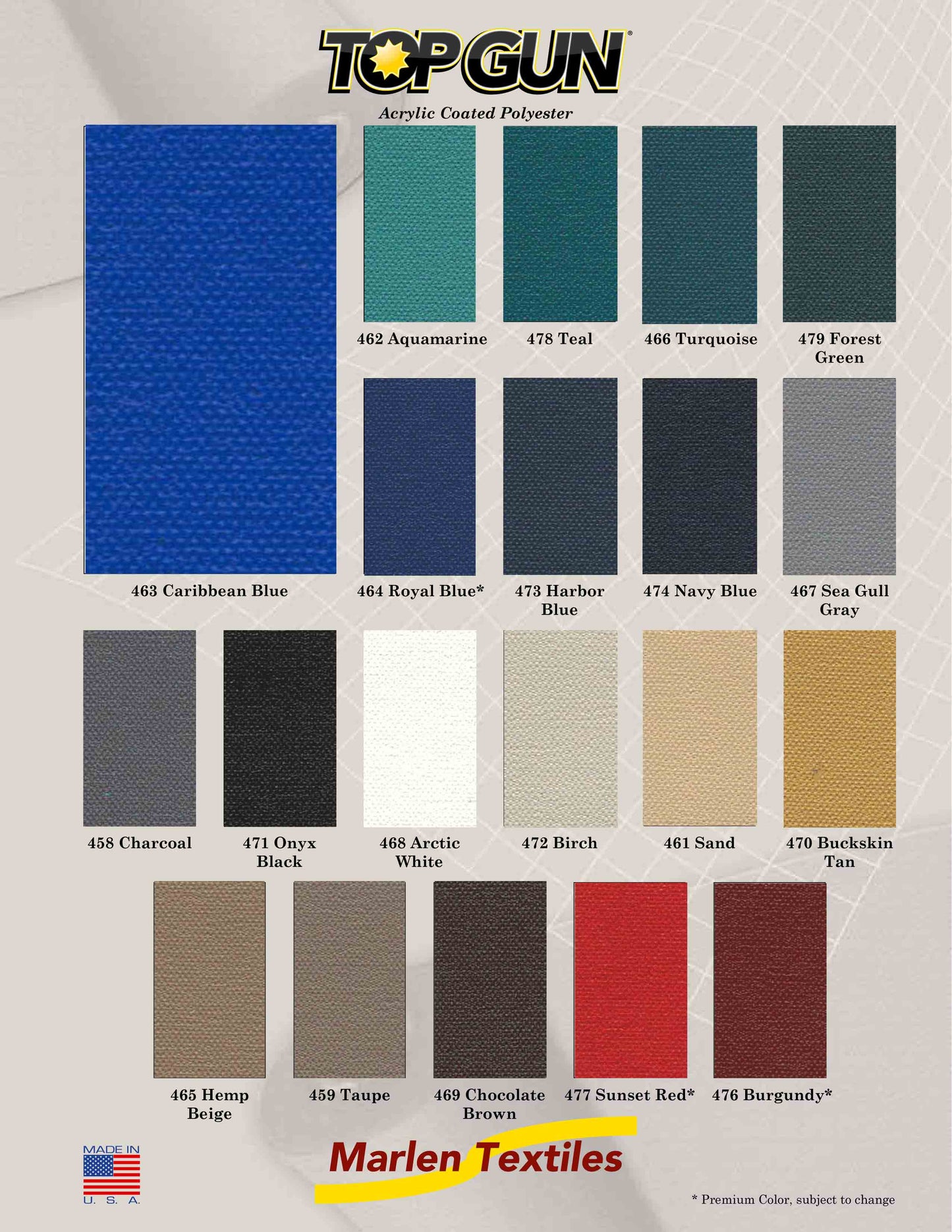 Top Gun Acrylic Coated Polyester (Per Metre) Fabrics JB Marine Sales