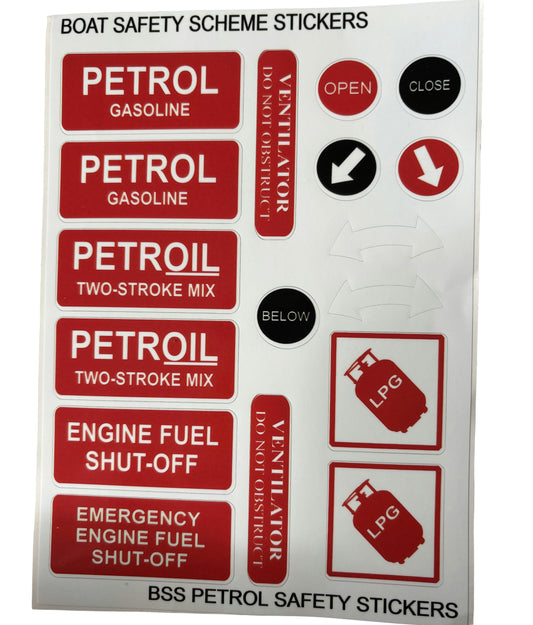 BSS Petrol - Boat Safety Scheme safety stickers (A5 Size)