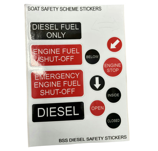 BSS Diesel - Boat Safety Scheme safety stickers (A5 Size)